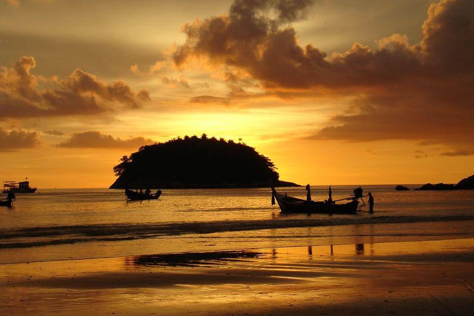 Sunset over the sea at Kata beach, Phuket, Thailand